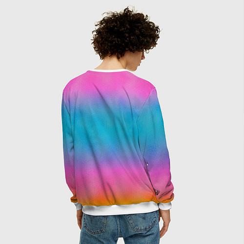 Мужской свитшот Inzoi розово-голубой фон / 3D-Белый – фото 4