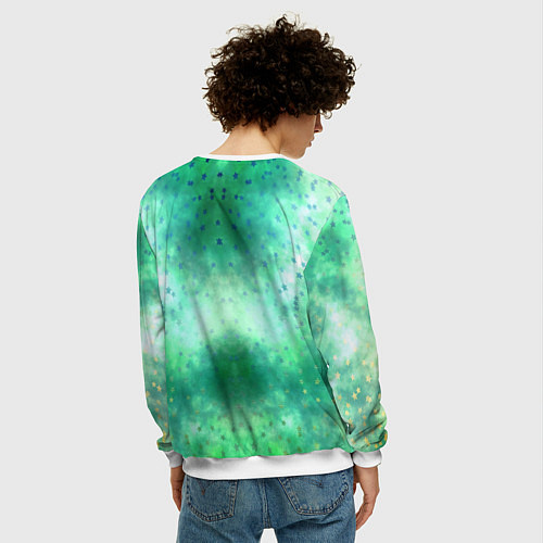 Мужской свитшот Inzoi белый логотип на зеленом фоне / 3D-Белый – фото 4