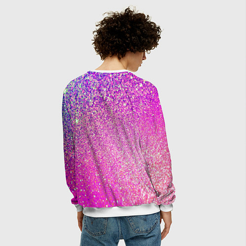 Мужской свитшот Inzoi лого и розовые блестки / 3D-Белый – фото 4