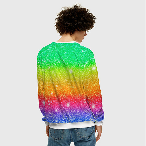 Мужской свитшот Inzoi блестящий радужный фон / 3D-Белый – фото 4