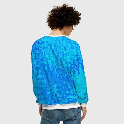 Мужской свитшот Голубой неоновый абстрактная текстура / 3D-Белый – фото 4