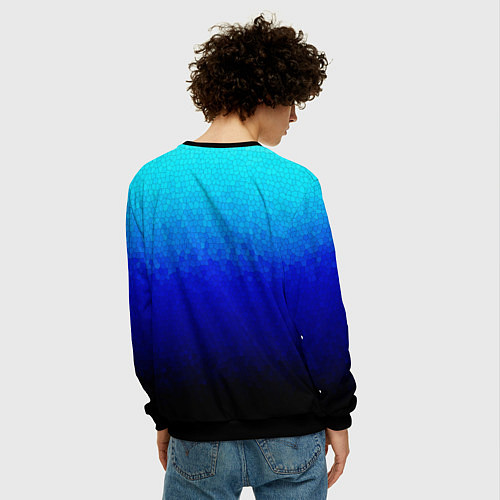 Мужской свитшот Градиент мозаика из голубого в чёрный / 3D-Черный – фото 4