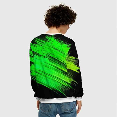 Мужской свитшот Юрий Хой с микрофоном / 3D-Белый – фото 4