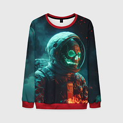 Свитшот мужской Череп космонавта в скафандре, цвет: 3D-красный