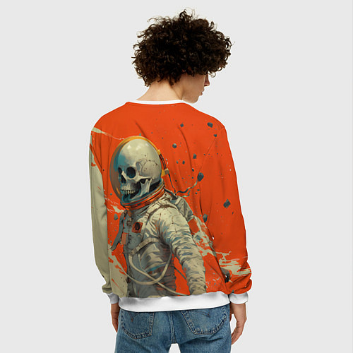 Мужской свитшот Скелет космонавт и краска на фоне / 3D-Белый – фото 4