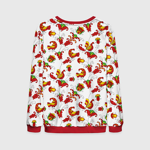 Мужской свитшот Русский народный орнамент в стиле росписей Северно / 3D-Красный – фото 2