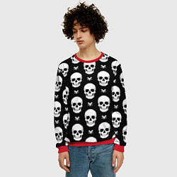 Свитшот мужской Черепной фон, цвет: 3D-красный — фото 2
