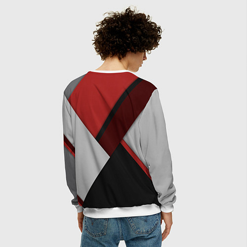 Мужской свитшот Color black red grey / 3D-Белый – фото 4