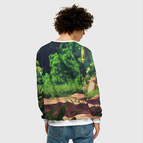 Мужской свитшот Бурый медведь в лесу / 3D-Белый – фото 4