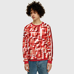 Свитшот мужской Красно-белый объёмный эффект, цвет: 3D-красный — фото 2