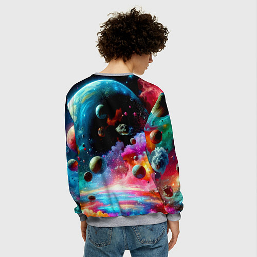 Мужской свитшот Том и Джерри летят в ракете - нейроарт / 3D-Меланж – фото 4