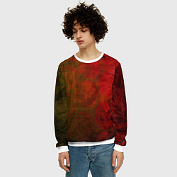 Свитшот мужской Абстракция - green circles in red, цвет: 3D-белый — фото 2