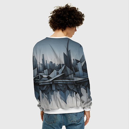 Мужской свитшот Небоскребы и скалы / 3D-Белый – фото 4