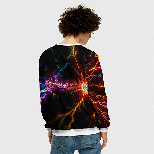 Мужской свитшот Две неоновые вспышки / 3D-Белый – фото 4