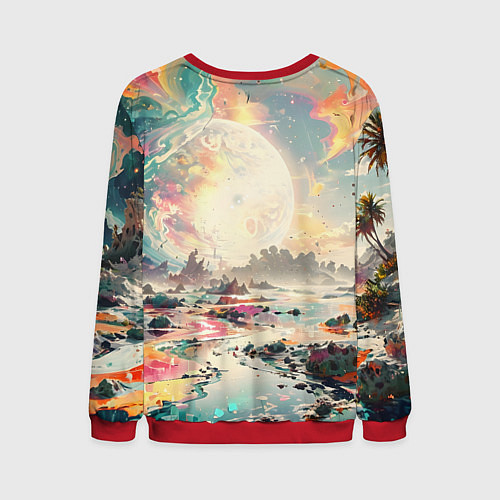 Мужской свитшот Светлая экзотическая планета / 3D-Красный – фото 2