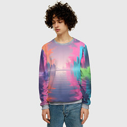 Свитшот мужской Город в розовом тумане, цвет: 3D-меланж — фото 2