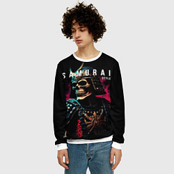 Свитшот мужской Самурай с маской черепа, цвет: 3D-белый — фото 2