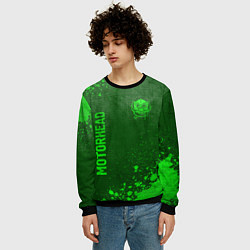 Свитшот мужской Motorhead - green gradient вертикально, цвет: 3D-черный — фото 2