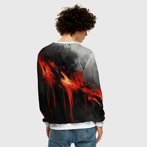 Мужской свитшот Герб России - красная краска на черном / 3D-Белый – фото 4