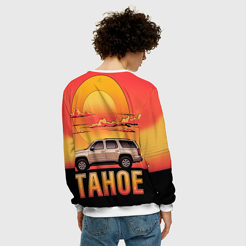 Мужской свитшот Tahoe на закате джип / 3D-Белый – фото 4