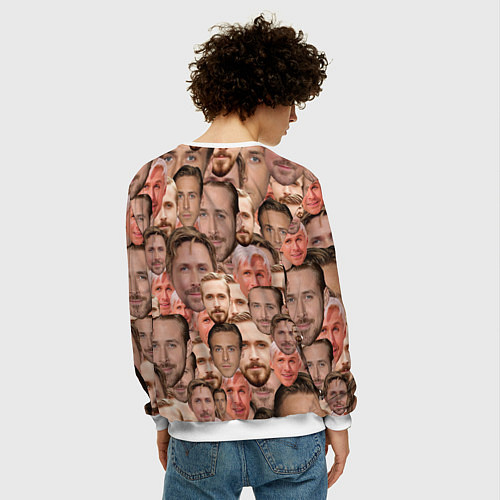 Мужской свитшот Лица Райана Гослинга / 3D-Белый – фото 4