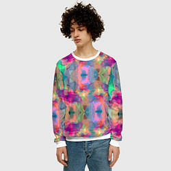 Свитшот мужской Яркие абстрактные разводы акварели, цвет: 3D-белый — фото 2