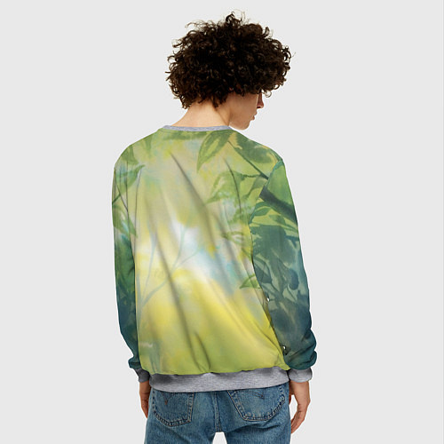 Мужской свитшот Тоторо в лесу акварель / 3D-Меланж – фото 4
