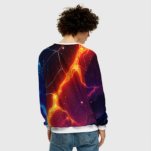 Мужской свитшот ACDC логотип в градиенте / 3D-Белый – фото 4