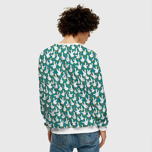 Мужской свитшот Злой гусь узор / 3D-Белый – фото 4