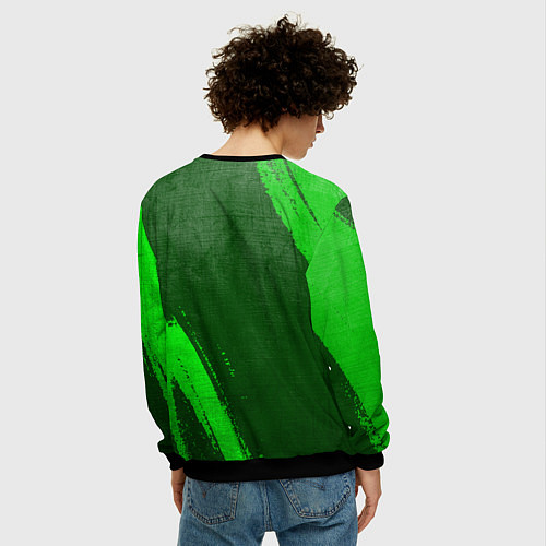 Мужской свитшот Twenty One Pilots - green gradient вертикально / 3D-Черный – фото 4