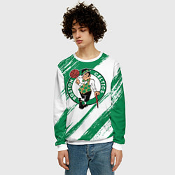 Свитшот мужской Boston Celtics white and green, цвет: 3D-белый — фото 2