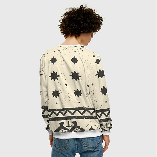 Мужской свитшот Африканские примитивные узоры / 3D-Белый – фото 4