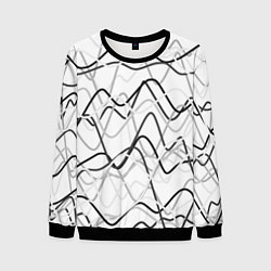 Свитшот мужской Белый с серыми волнистыми полосами, цвет: 3D-черный