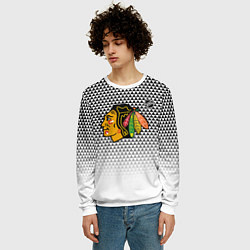 Свитшот мужской Чикаго Блэкхокс - геометрический паттерн с градиен, цвет: 3D-белый — фото 2