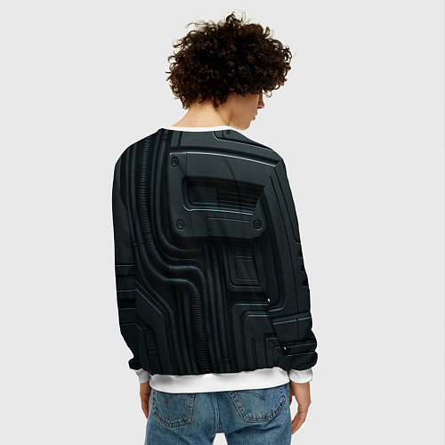 Мужской свитшот Робокот - робот полицейский / 3D-Белый – фото 4