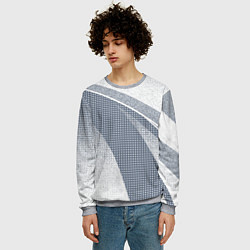 Свитшот мужской Светлый серо-голубой текстурированный с полосой, цвет: 3D-меланж — фото 2