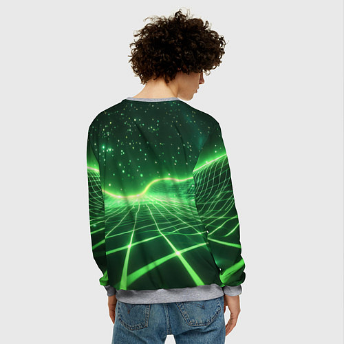 Мужской свитшот Билли Айлиш нарисована с зелеными волосами / 3D-Меланж – фото 4