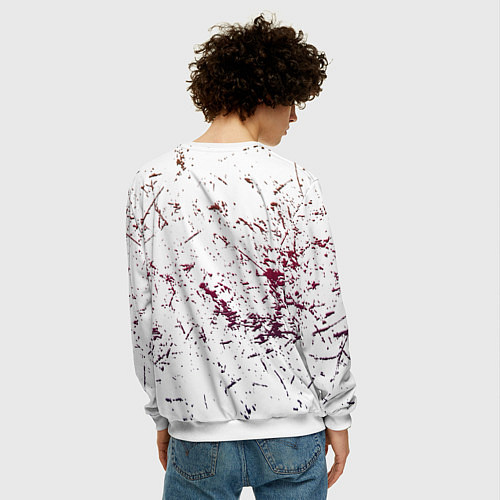 Мужской свитшот Лазарь аниме надпись гранж / 3D-Белый – фото 4