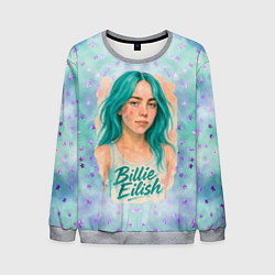 Свитшот мужской Билли Айлиш бирюзовые волосы, цвет: 3D-меланж