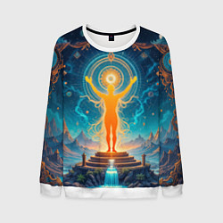 Свитшот мужской Светящаяся оранжевая фигура и круг: энергетическое, цвет: 3D-белый