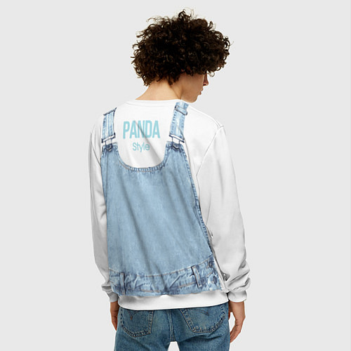 Мужской свитшот Панда в кармашке комбинезона / 3D-Белый – фото 4
