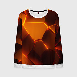 Свитшот мужской Оранжевые объемные пластины, цвет: 3D-белый