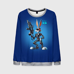 Мужской свитшот Cyborg Bugs Bunny with a gun - ai art fantasy