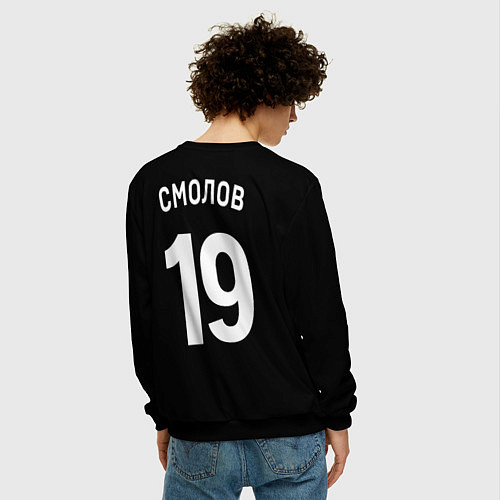 Мужской свитшот Смолов 19 - ФК Краснодар / 3D-Черный – фото 4