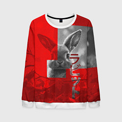 Свитшот мужской Бурый резвый кролик, цвет: 3D-белый
