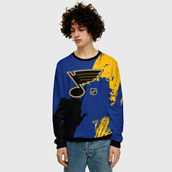 Свитшот мужской Сент Луис Блюз - брызги красок, цвет: 3D-черный — фото 2