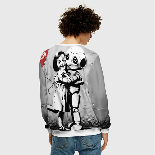 Мужской свитшот ИИ и девочка с красным шариком / 3D-Белый – фото 4