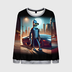 Свитшот мужской Бендер с пистолетом - Нью-Йоркская мафия, цвет: 3D-меланж