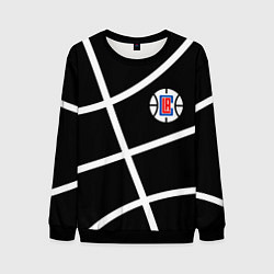 Свитшот мужской Клипперс - текстура черного мяча, цвет: 3D-черный