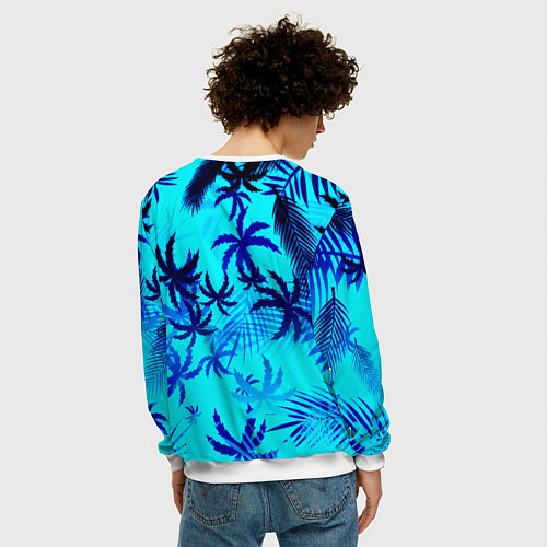 Мужской свитшот Doom неоновые тропики / 3D-Белый – фото 4